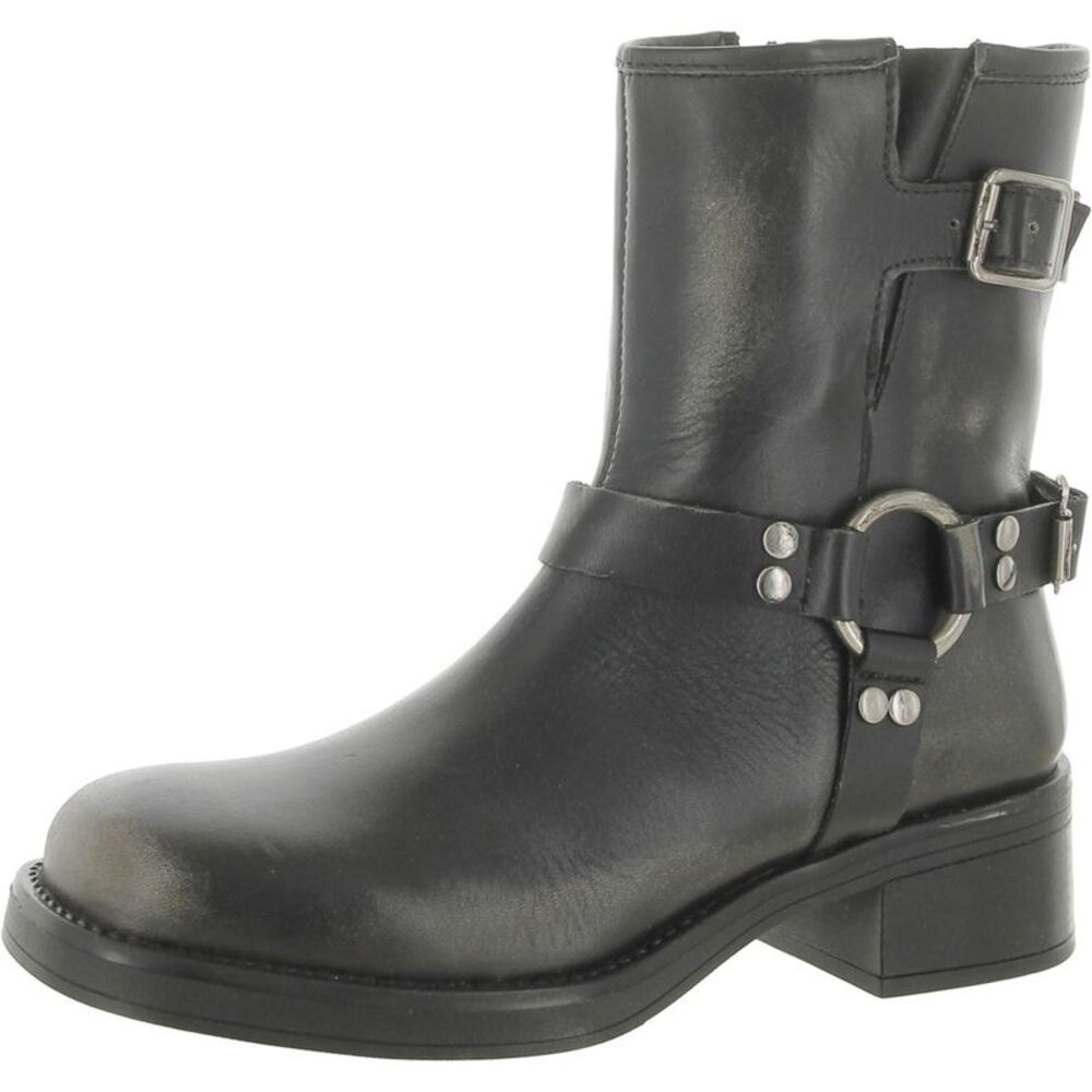 Steve Madden Womens BRIXTON Black Leather Motorcycle Boots Shoes NWT